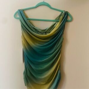 Princess Polly Draped Ombre Sleeveless Women’s Top - Teal Green
